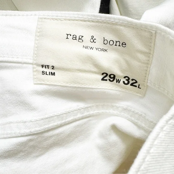 NWT Rag & Bone Fit 2 Slim Fit Jeans in Optic White Size 29